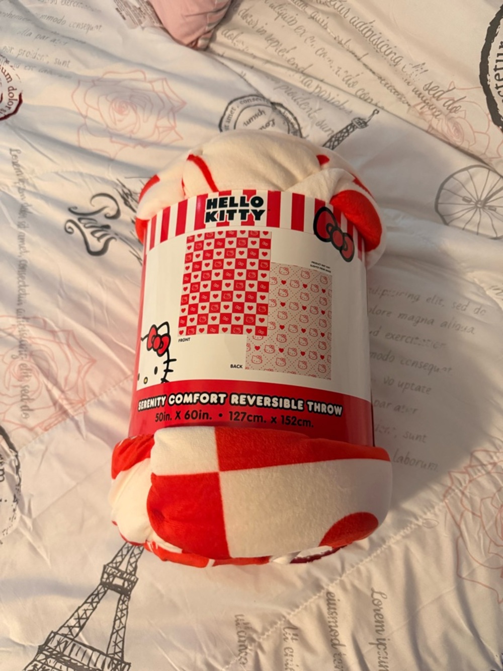 Hello Kitty Red and White Reversible Throw Blanket
